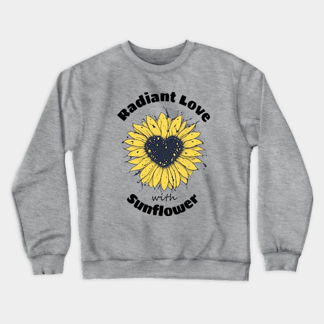 Radiant Love with Sunflower Heart Crewneck Sweatshirt by Collagedream